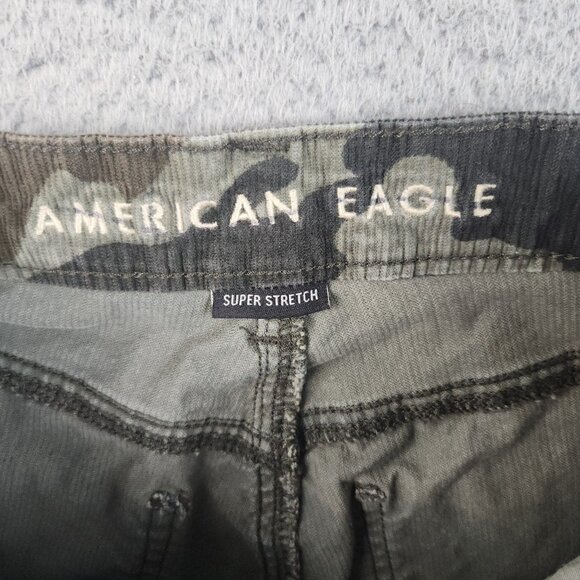 American Eagle Pants Women's 4 Regular Super Stretch Corduroy Camo Straight Leg - Picture 7 of 12